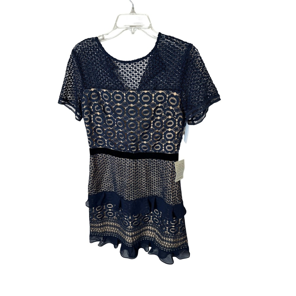 NWT Chelsea28 Navy Sapphire Lace Mini Dress HL396326MI M